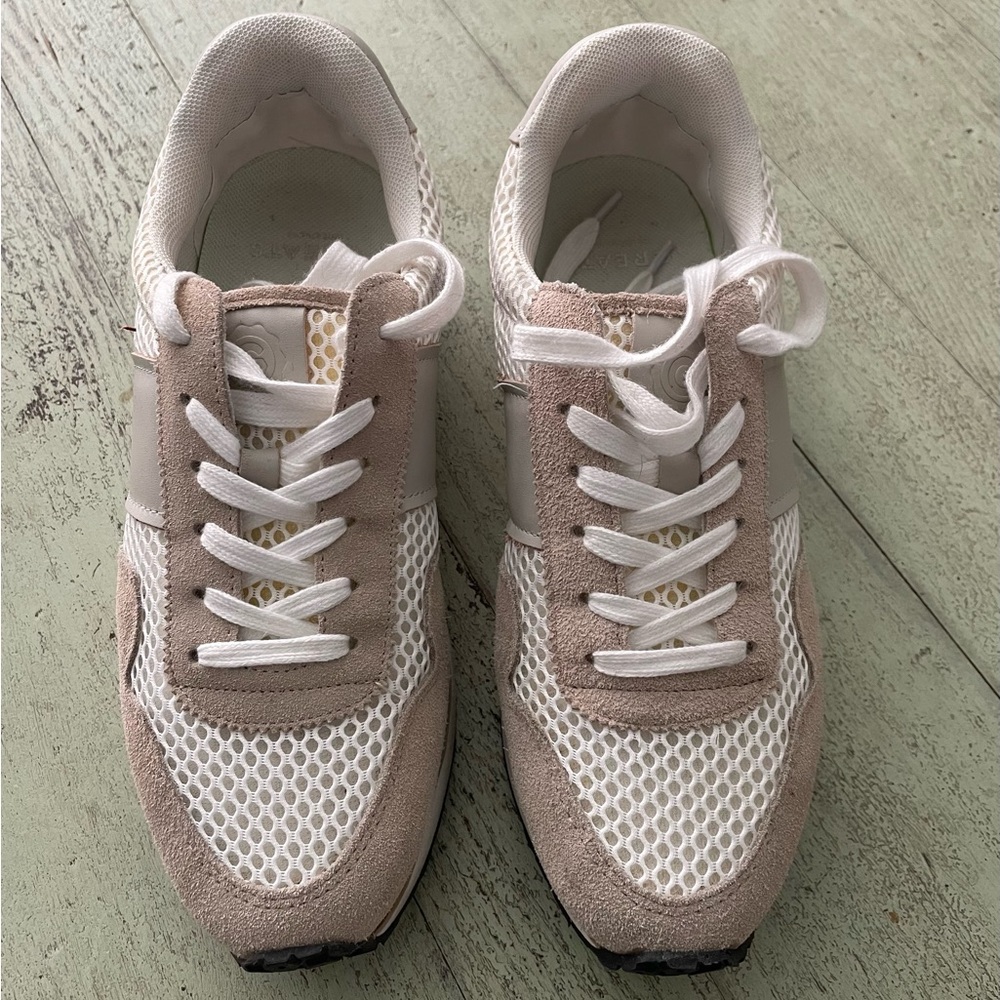 Greats Tan and White Sneakers with Classic Lace-Up Design